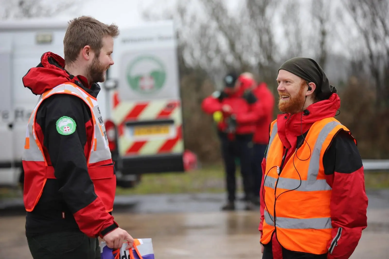 Two team members talking