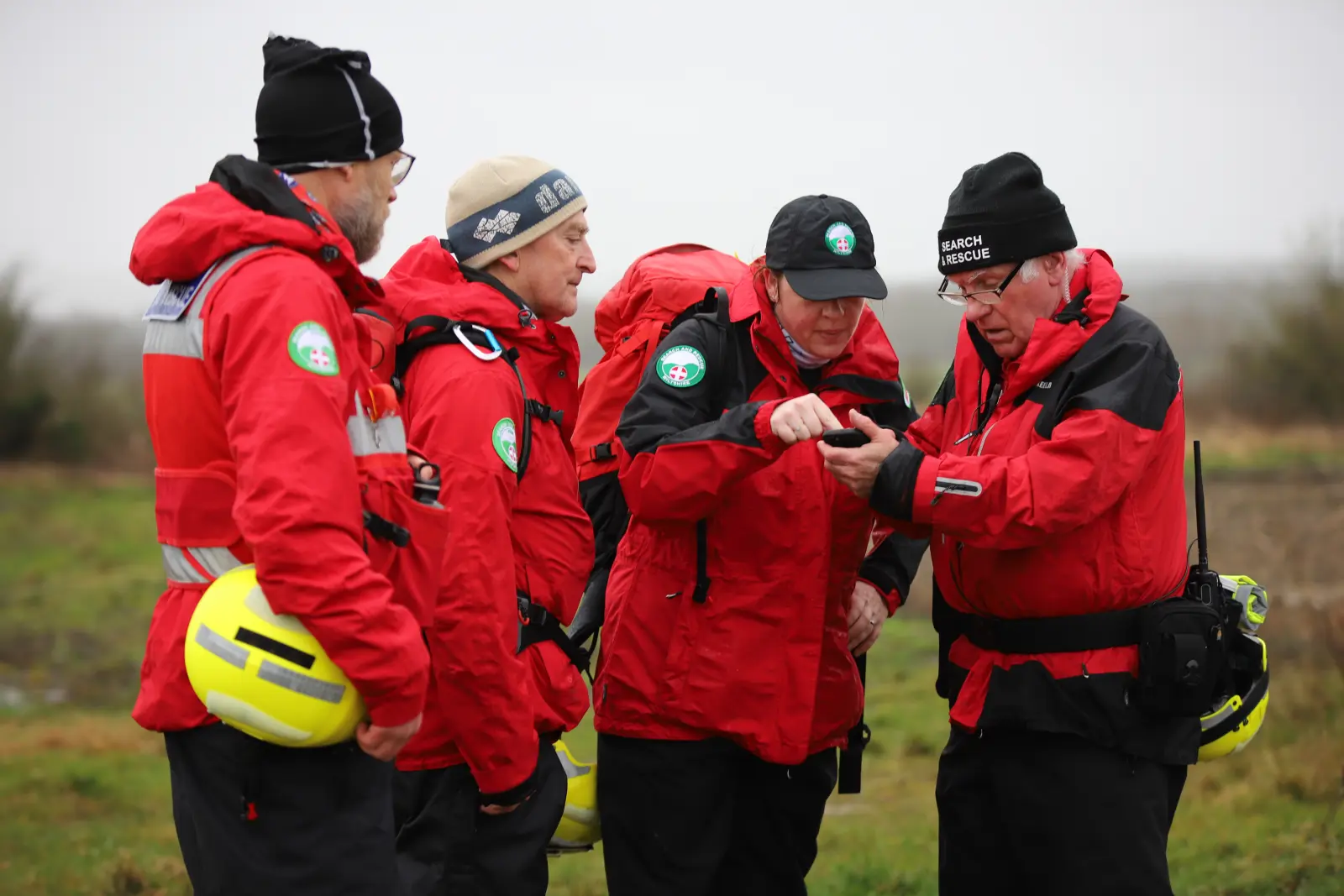 Four team members on a search