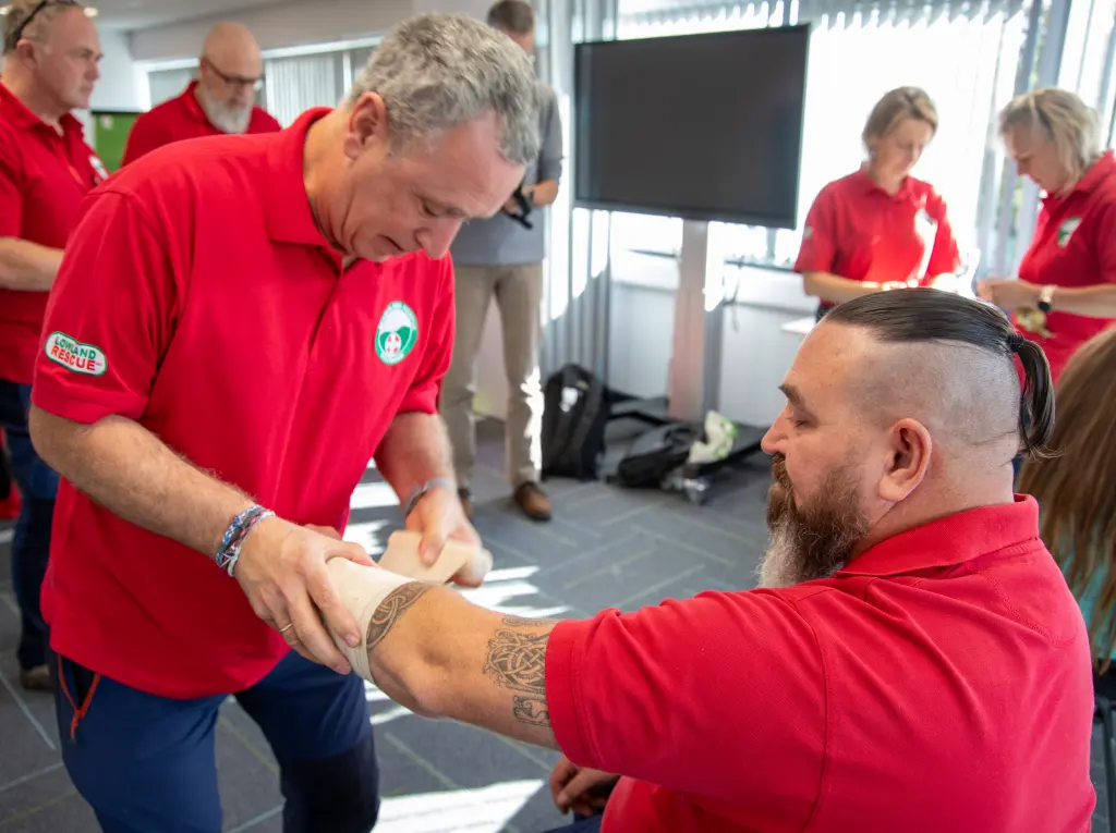 A bandage being applied