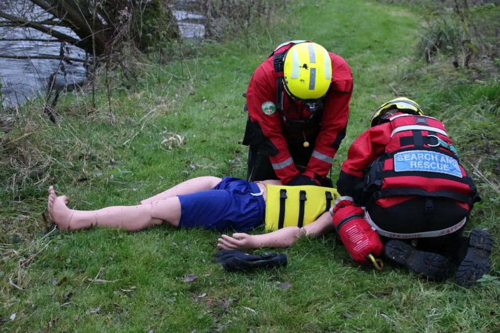 First aid being performed in an outdoor setting